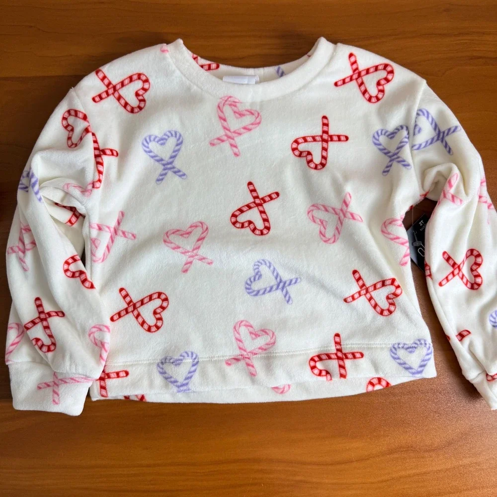 Okie Dokie‎ Kids 2T Set Fleece Candy Cane Heart Print Long Sleeve Pants